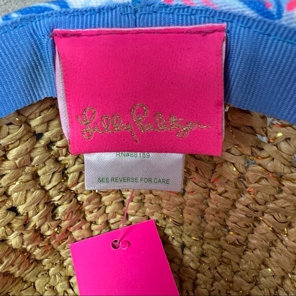 Lilly Pulitzer Sea to Shining Sea Floppy Straw Hat One Size - Picture 4 of 6